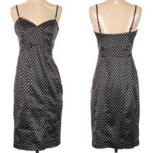 Nine West Black Polka Dot Sweetheart Bodycon Dress